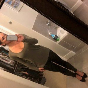 Olive Green Long-Sleeved Top